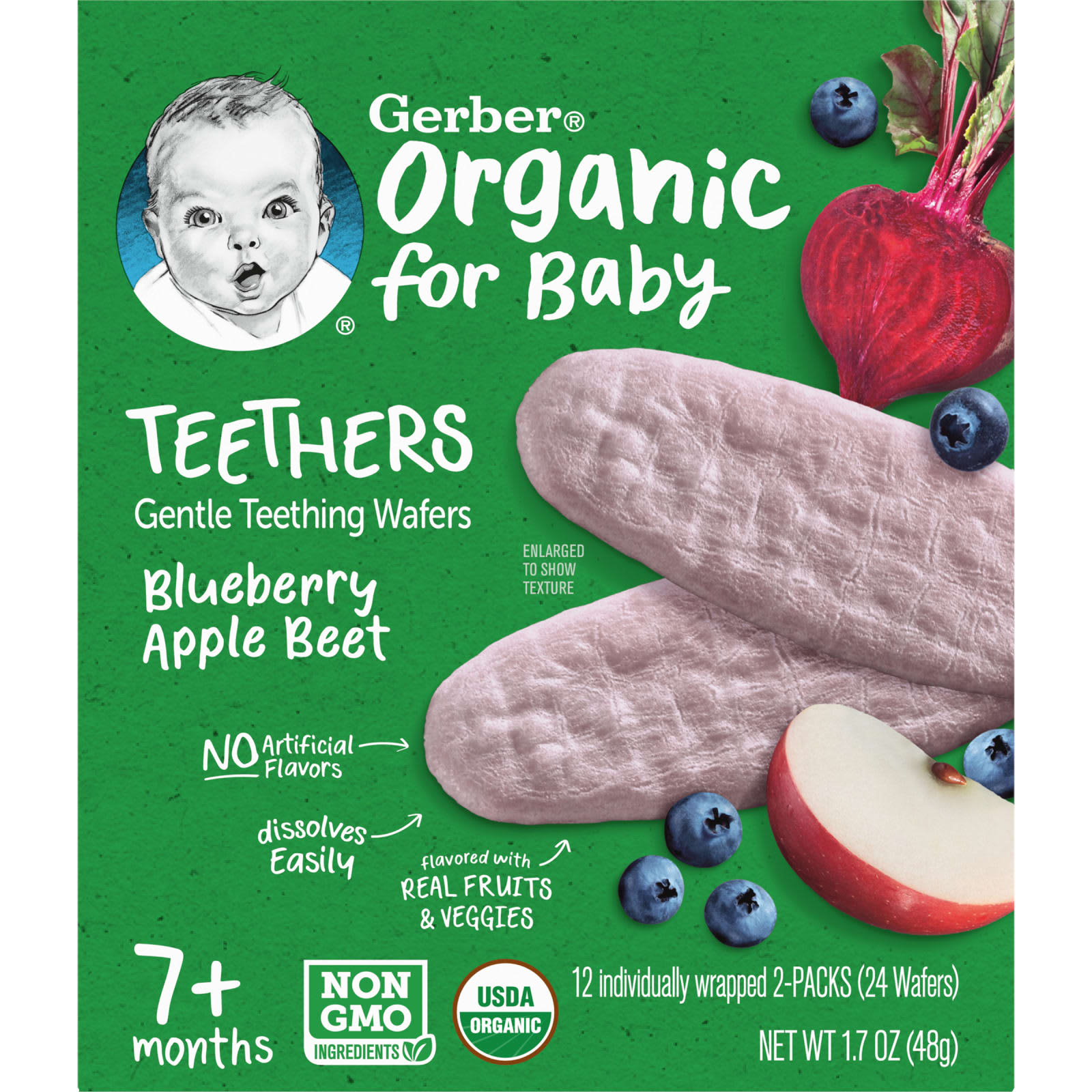 Gerber Organic Baby Teething Wafers for 7+ Months, 24-Count - Image 1