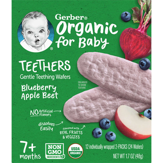 Gerber Organic Baby Teething Wafers for 7+ Months, 24-Count - Image 1
