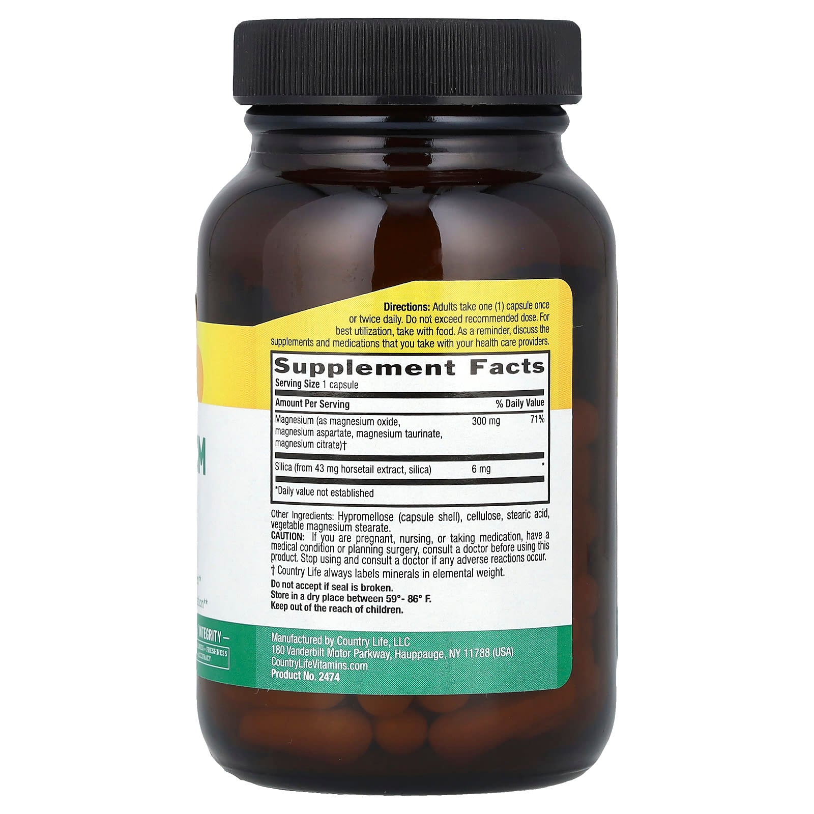Country Life Magnesium with Silica, 300mg, 60 Capsules - Vegan & Gluten-Free - Image 2