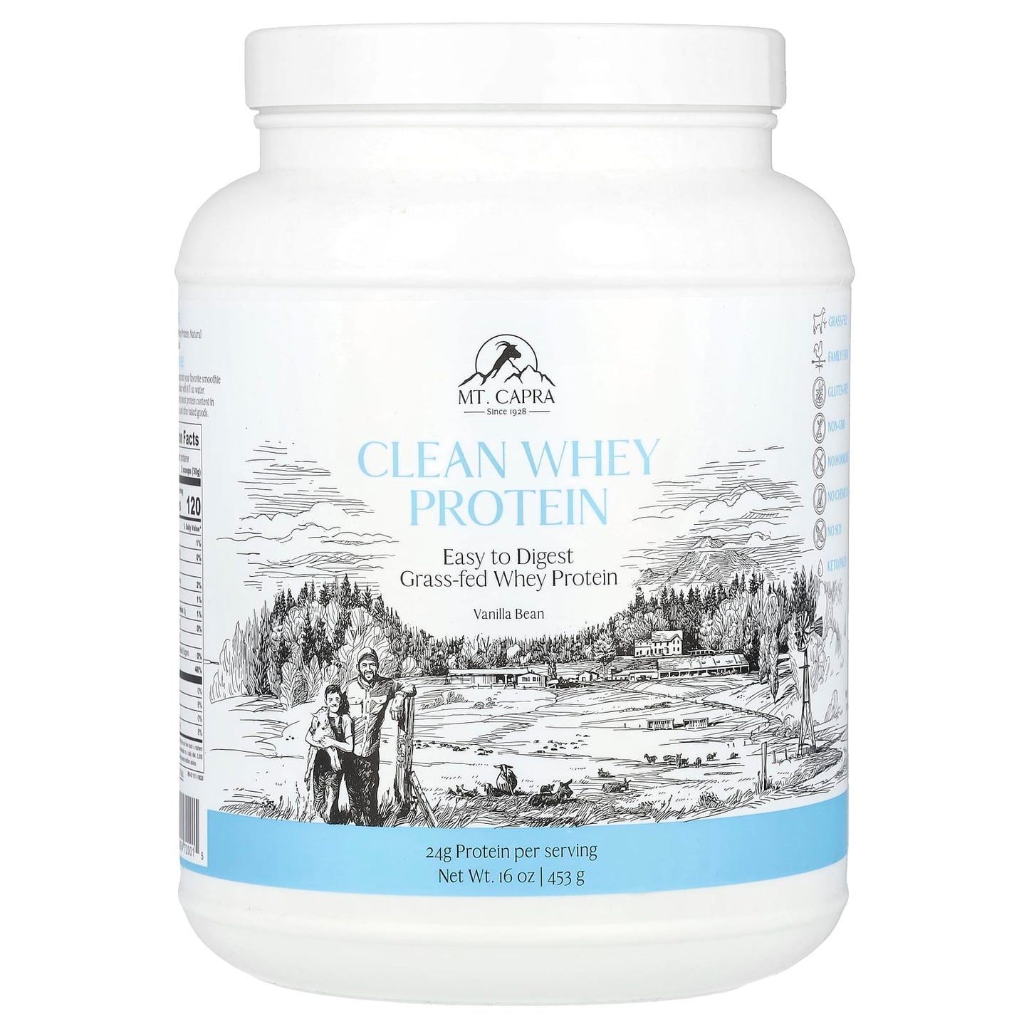 Mt. Capra, Clean Whey Protein, Vanilla Bean, 16 oz (453 g) - Image 1