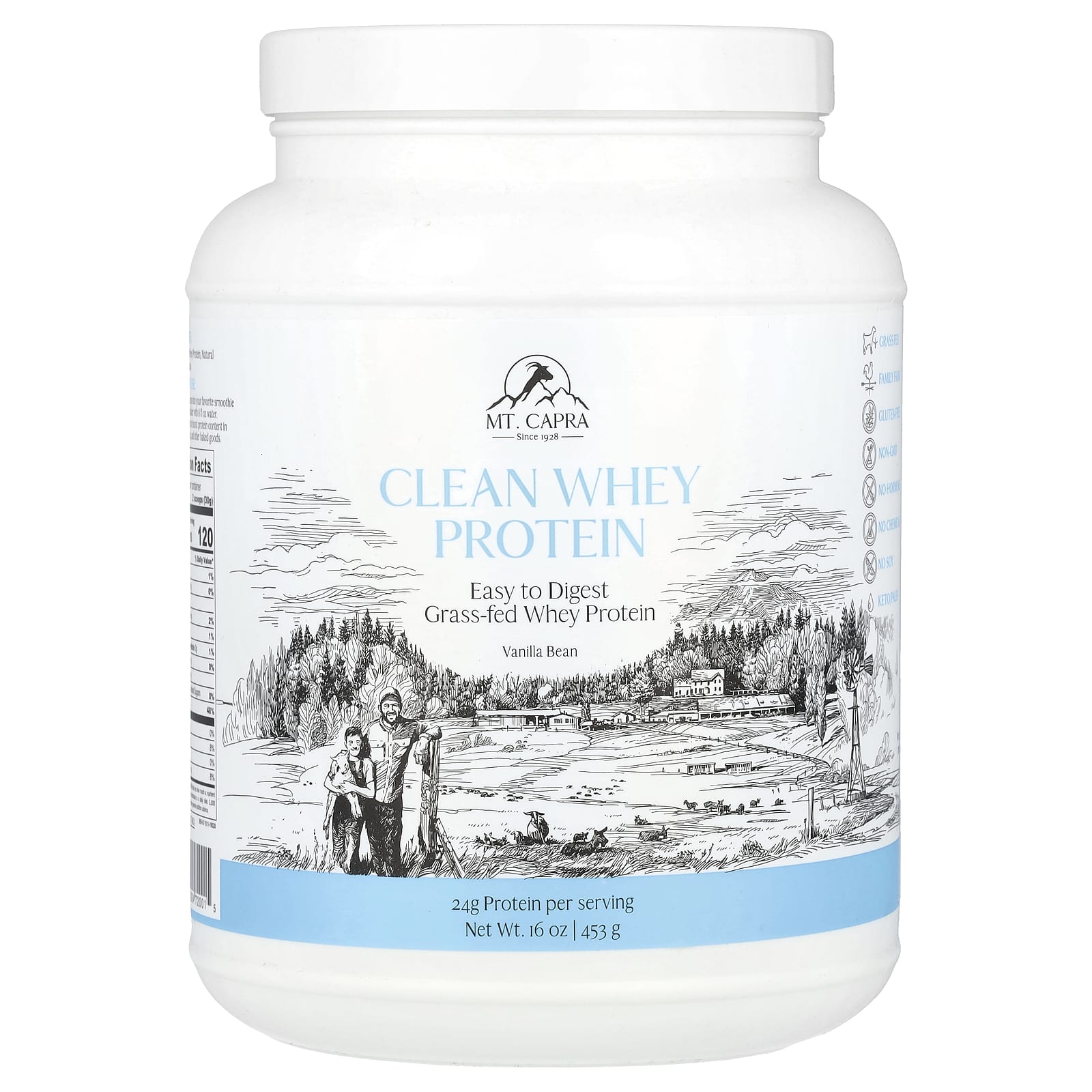 Mt. Capra, Clean Whey Protein, Vanilla Bean, 16 oz (453 g) - Image 1