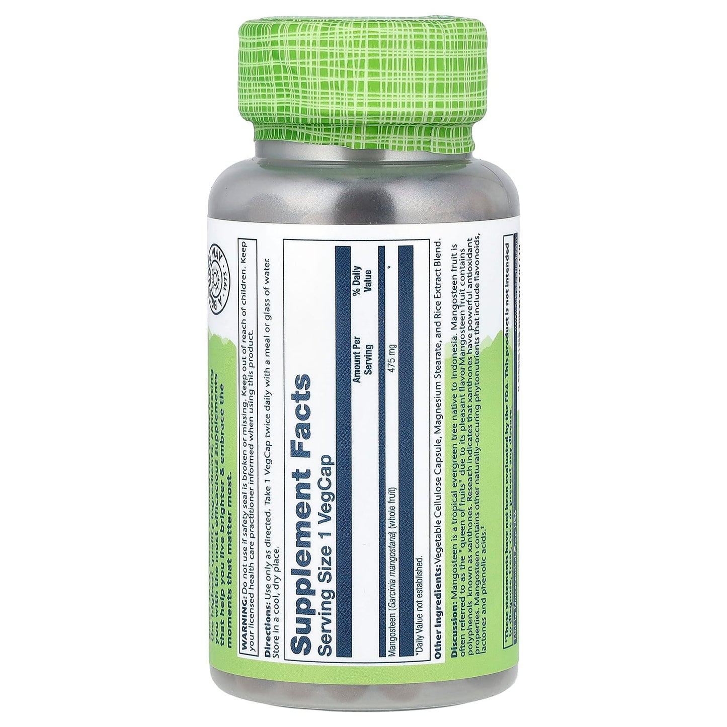 Solaray, True Herbs, Mangosteen, 475 mg, 100 VegCaps - Image 2