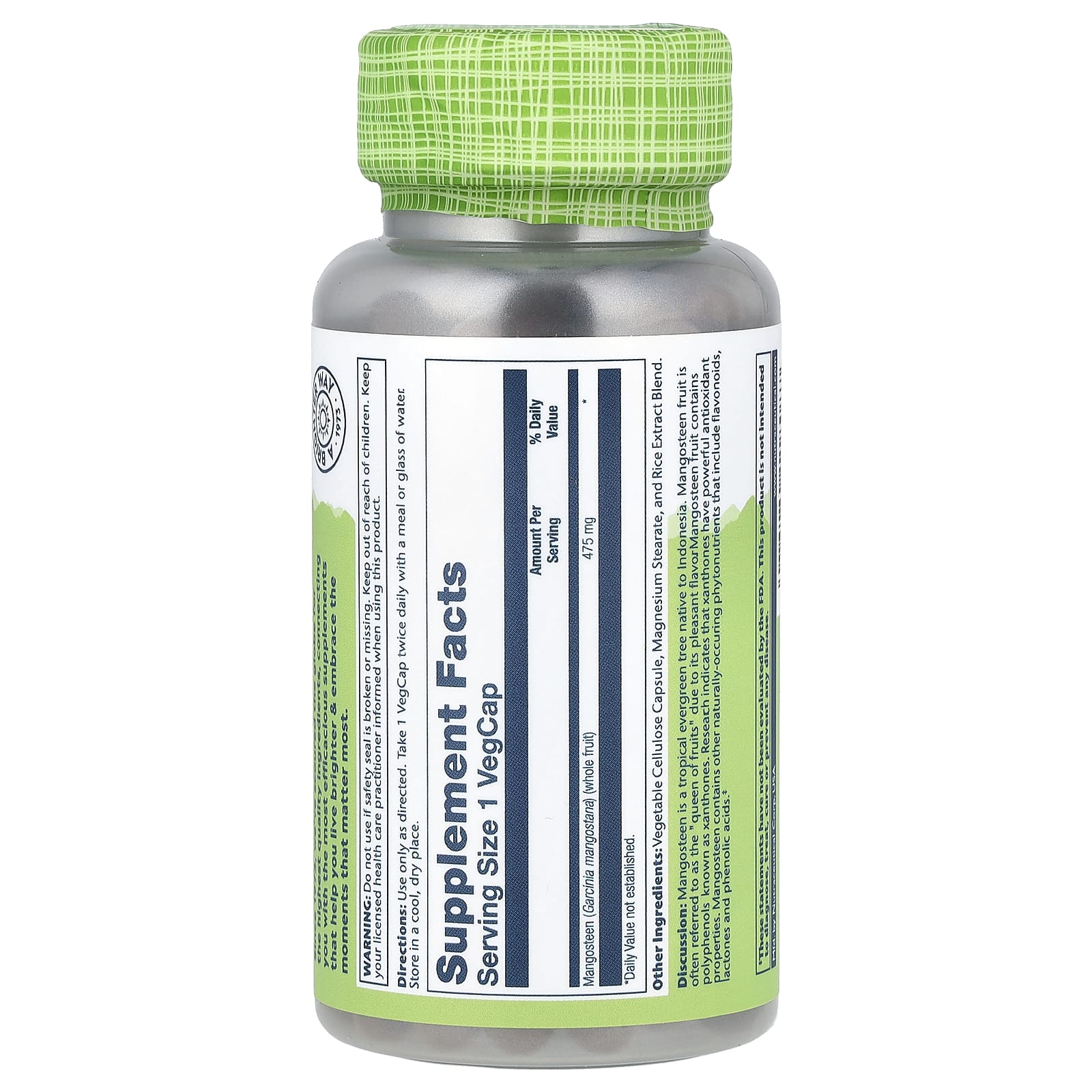 Solaray, True Herbs, Mangosteen, 475 mg, 100 VegCaps - Image 2