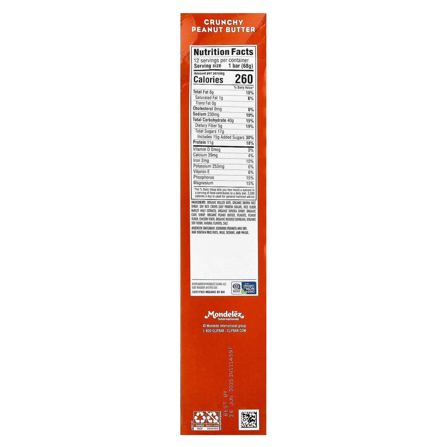 Clif Bar, Organic Energy Bar with Peanut Butter, 12 Count - Image 2