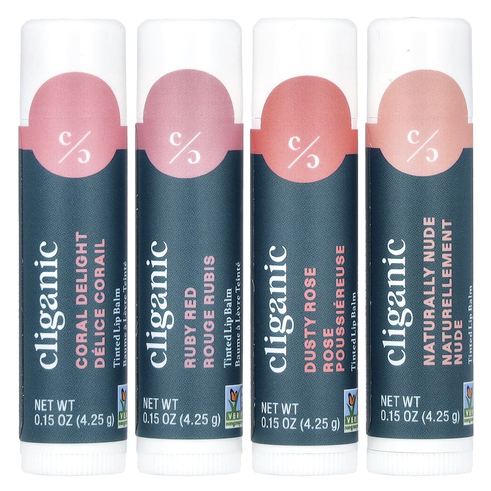 Cliganic 4-Piece Tinted Lip Balm Set - Non-GMO & Cruelty-Free - Image 1