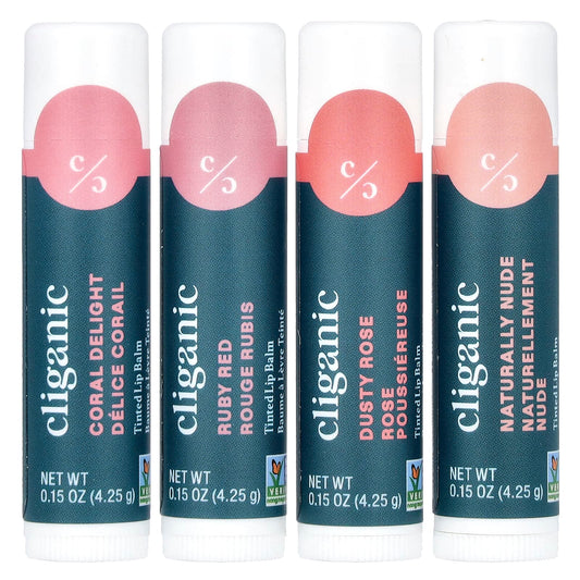 Cliganic 4-Piece Tinted Lip Balm Set - Non-GMO & Cruelty-Free - Image 1