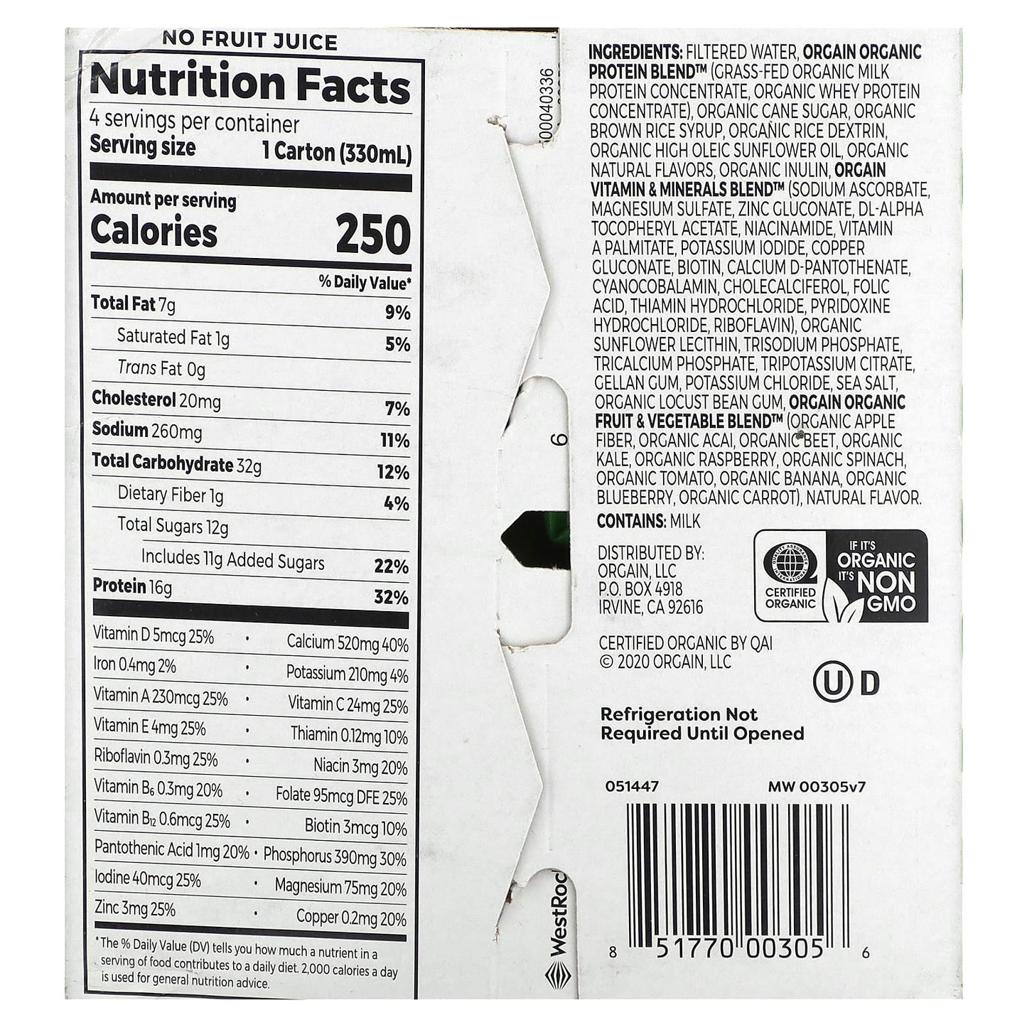 Orgain, Organic Nutrition, Nutritional Shake, Iced Cafe Mocha, 4 Pack, 11 fl oz (330 ml) Each - Image 2