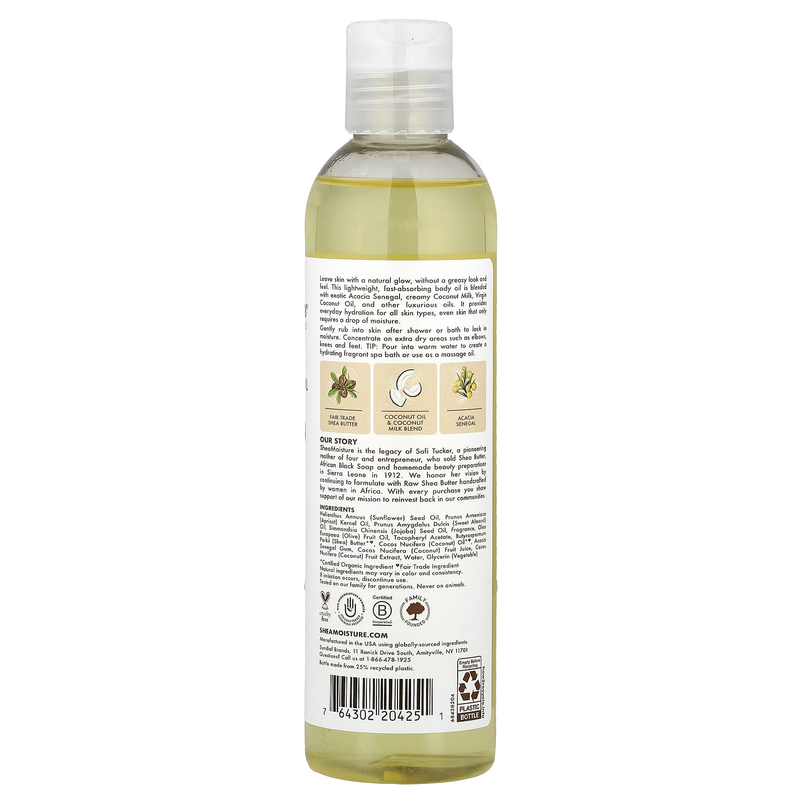 SheaMoisture, Virgin Coconut Oil, Daily Hydration Body Oil, 8 fl oz (237 ml) - Image 2