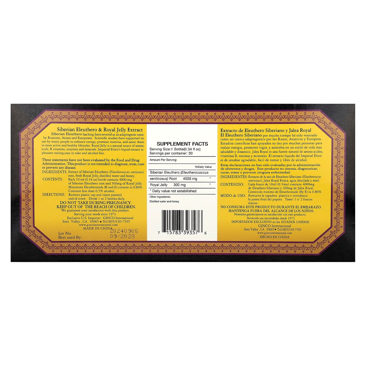 Imperial Elixir Siberian Eleuthero & Royal Jelly Energy Boost, 30 Bottles - Image 2