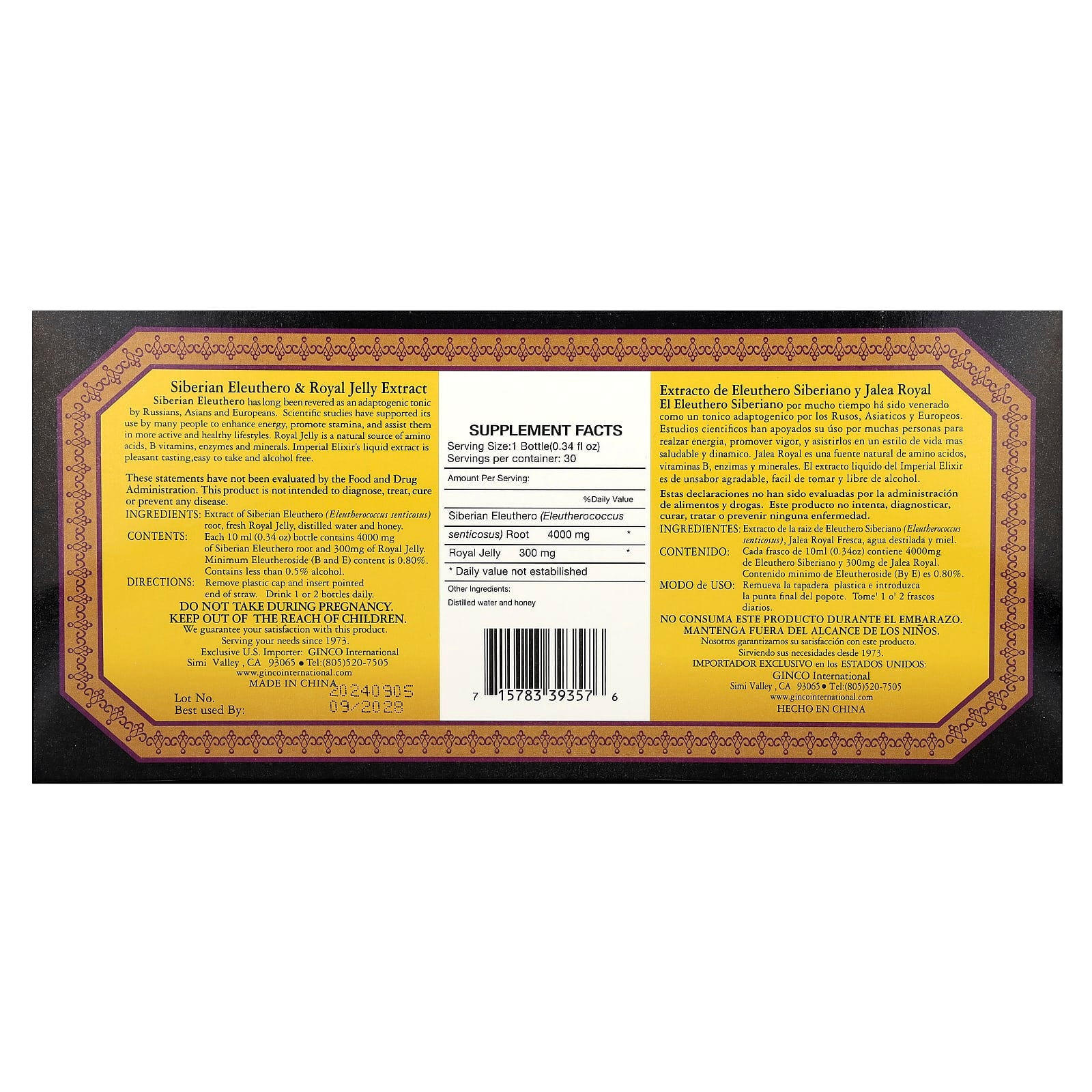 Imperial Elixir Siberian Eleuthero & Royal Jelly Energy Boost, 30 Bottles - Image 2