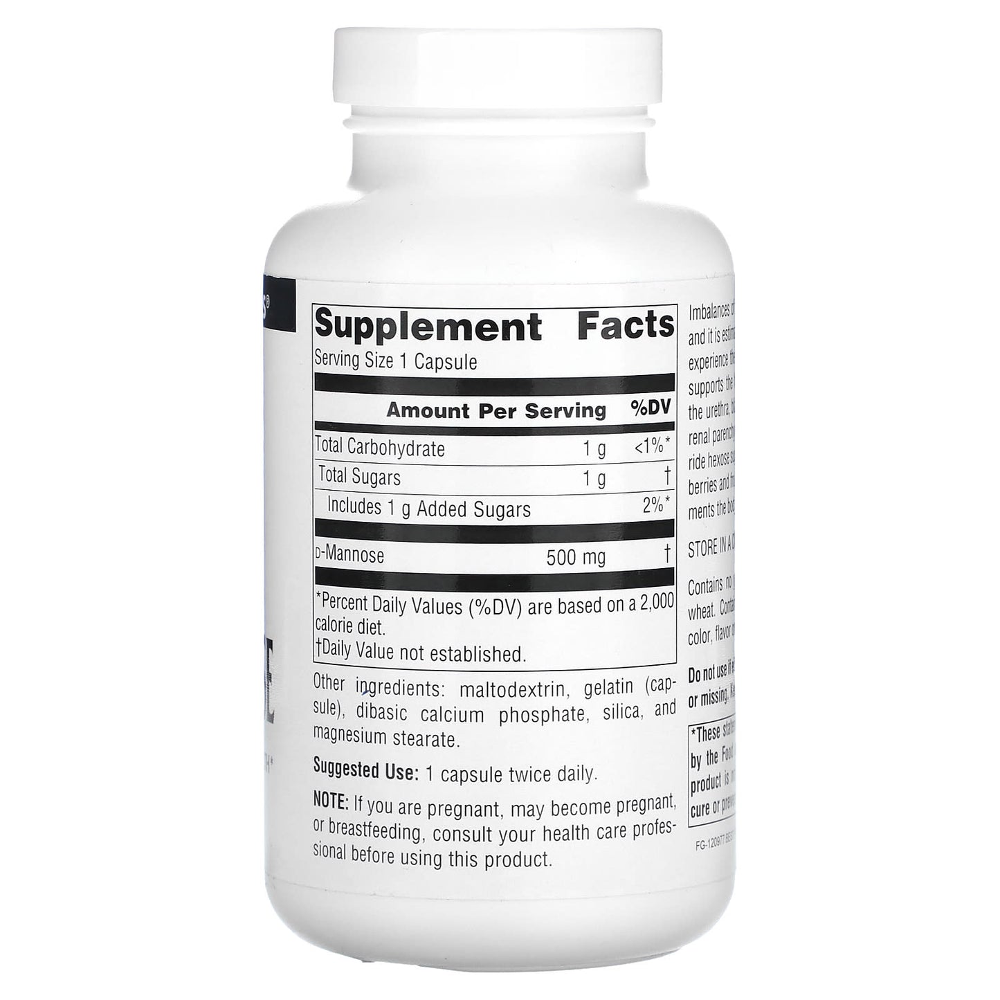 Source Naturals, D-Mannose, 500 mg, 120 Capsules - Image 2
