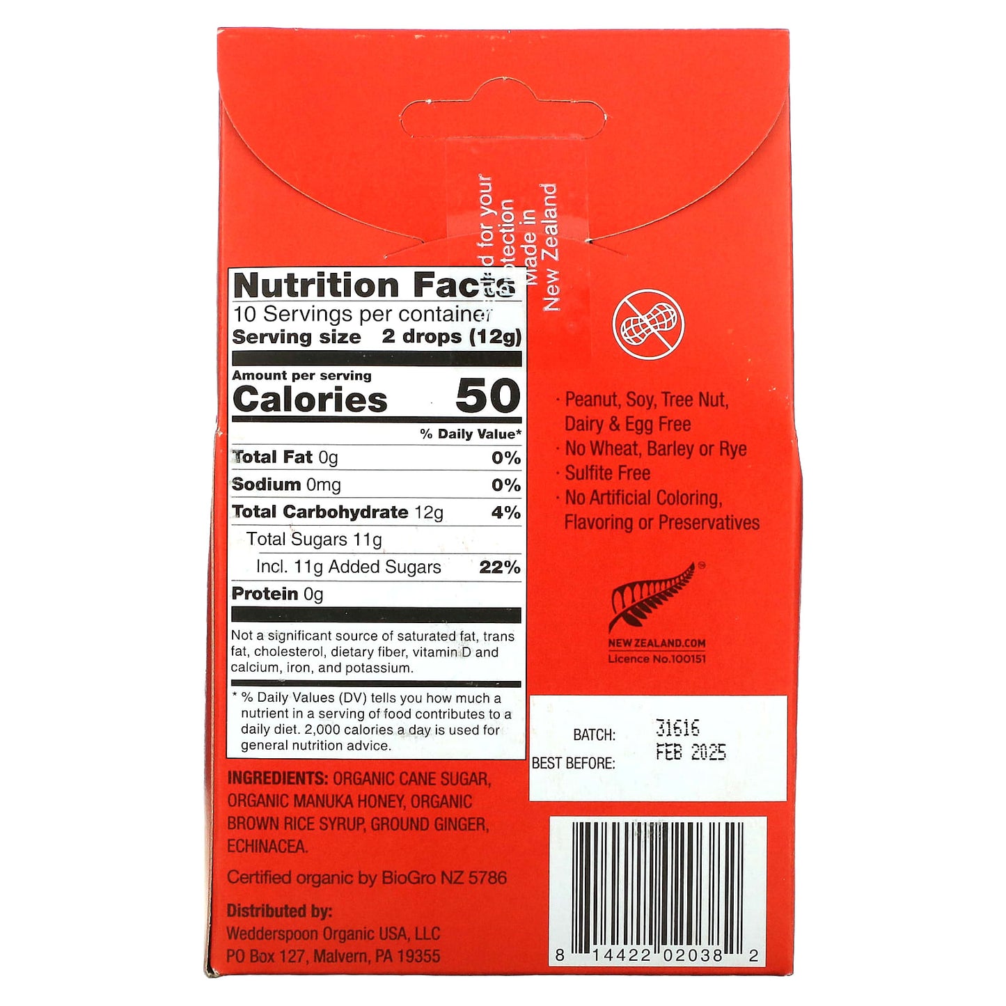 Wedderspoon, Organic Manuka Honey Drops, Ginger with Echinacea, 20 Drops, 4 oz (120 g) - Image 2