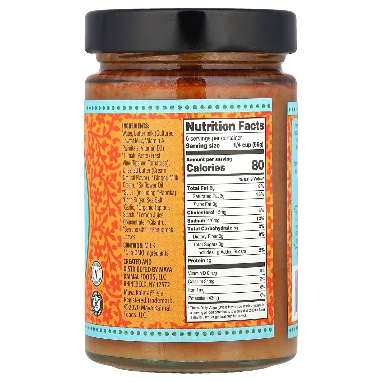 Maya Kaimal, Butter Masala, Indian Simmer Sauce, Mild, Creamy Tomato & Ginger, 12.5 oz (354 g) - Image 2