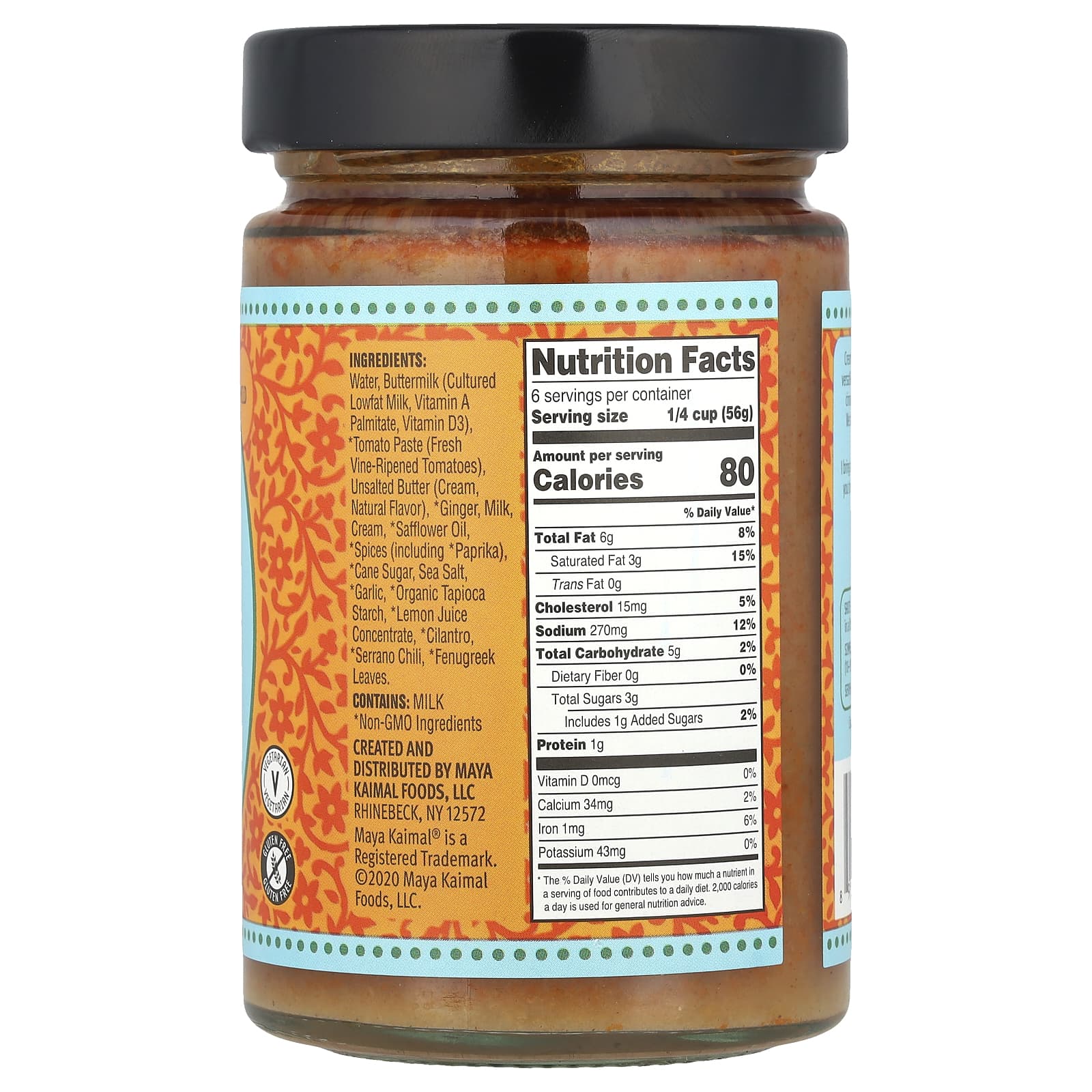 Maya Kaimal, Butter Masala, Indian Simmer Sauce, Mild, Creamy Tomato & Ginger, 12.5 oz (354 g) - Image 2