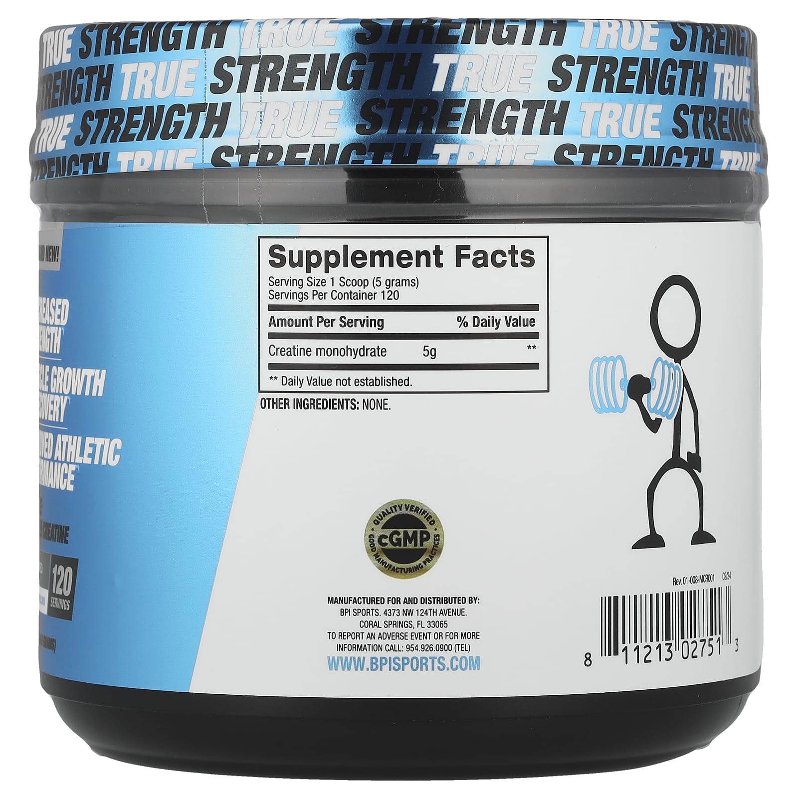 BPI Sports, Micronized Creatine, Unflavored, 1.32 lbs (600 g)