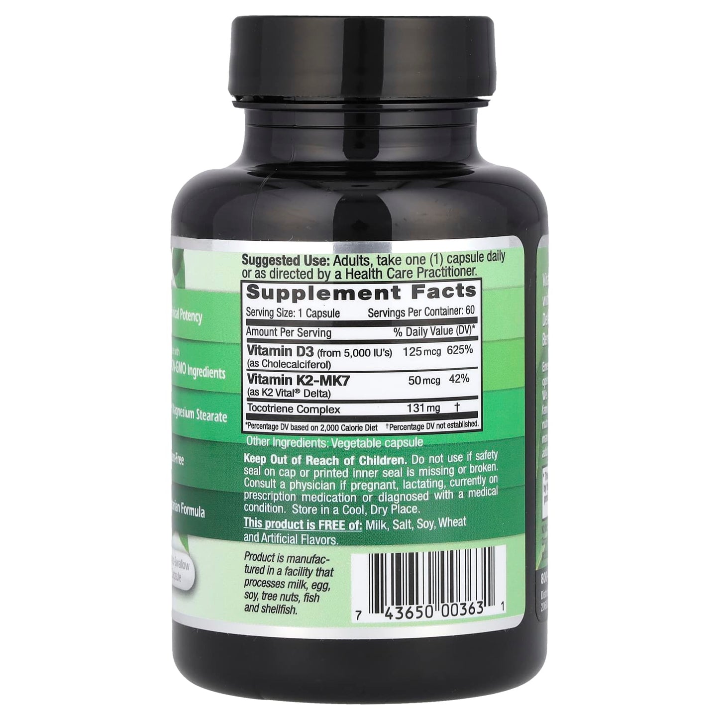 Emerald Laboratories, Vitamin D3 + K2 Supplement, 60 Capsules - Image 2