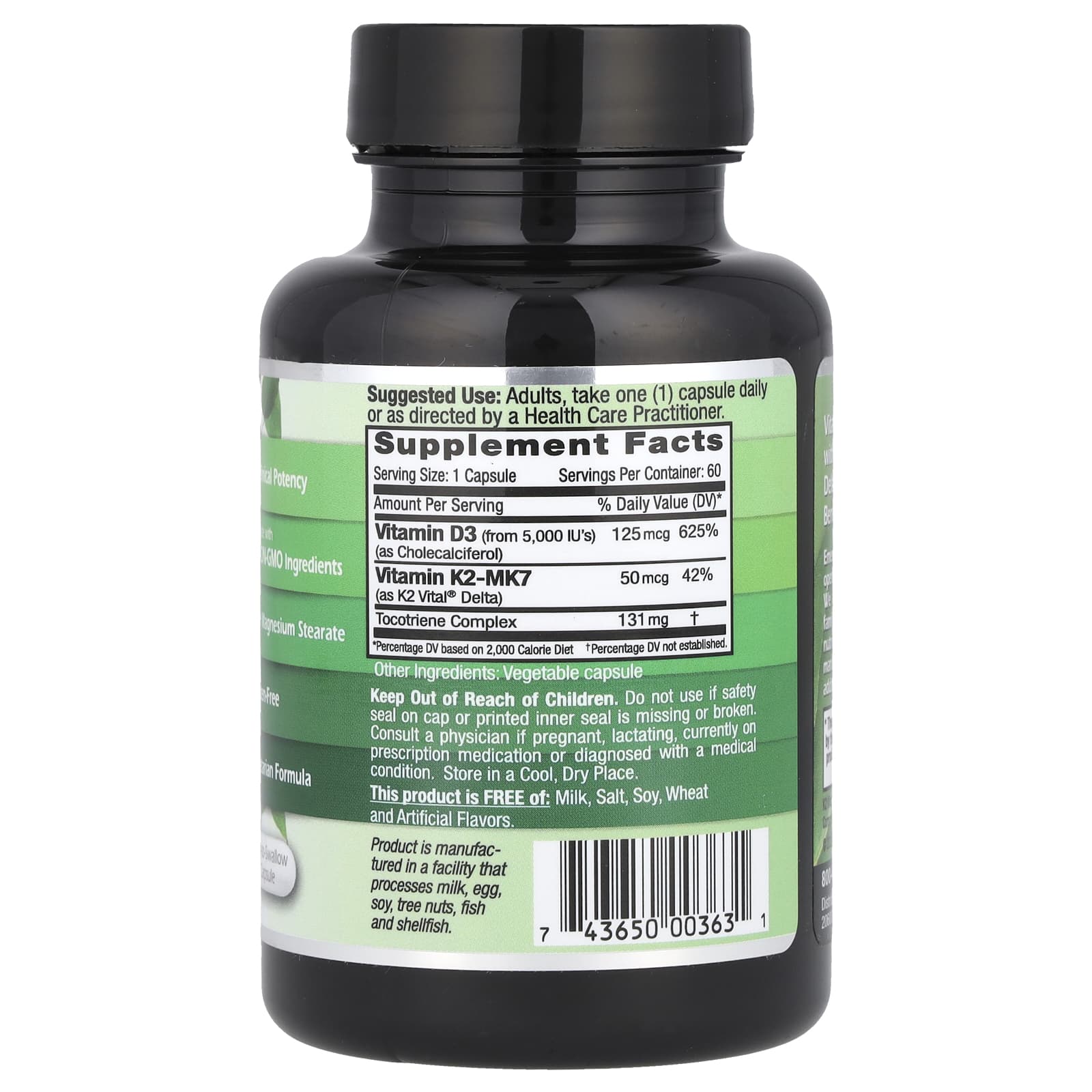 Emerald Laboratories, Vitamin D3 + K2 Supplement, 60 Capsules - Image 2