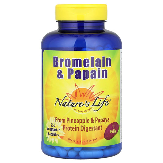 Nature's Life, Bromelain & Papain, 250 Vegetarian Capsules - Image 1
