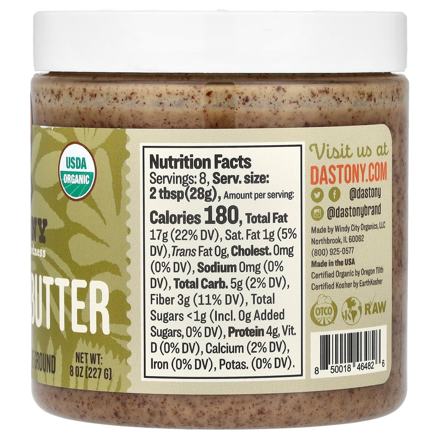 Dastony Organic Hazelnut Butter - Ultra Smooth, USDA Organic, 8 oz - Image 2