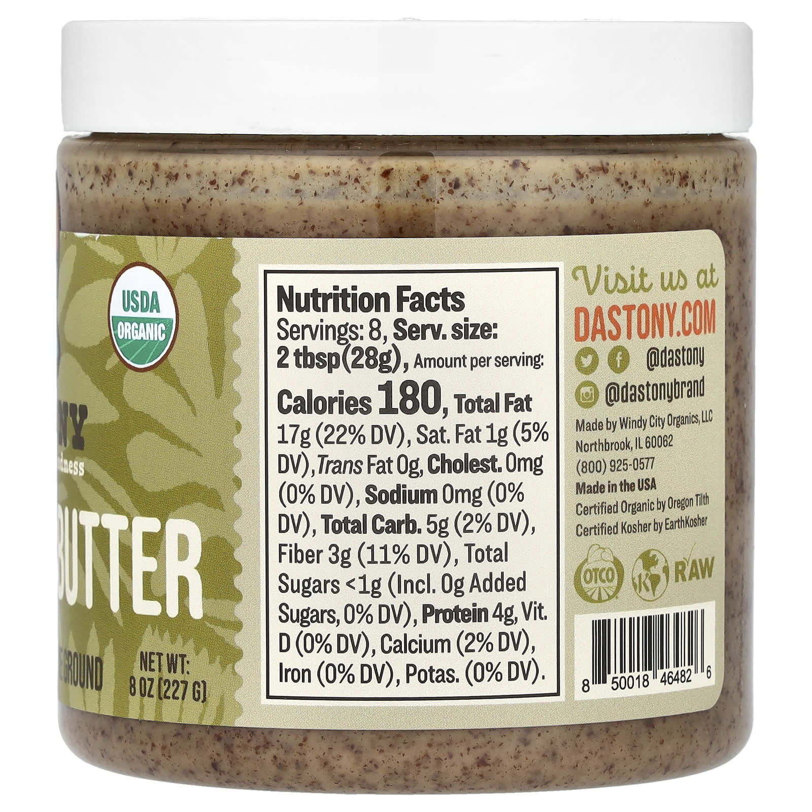 Dastony Organic Hazelnut Butter - Ultra Smooth, USDA Organic, 8 oz - Image 2