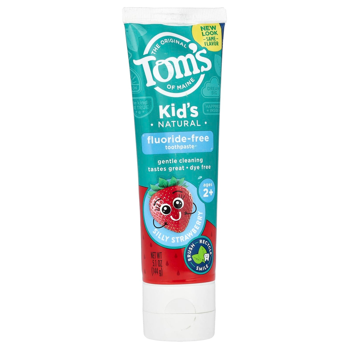 Tom's of Maine, Kid's Natural Toothpaste, Fluoride-Free, Ages 2+, Silly Strawberry, 5.1 oz (144 g) - Image 1