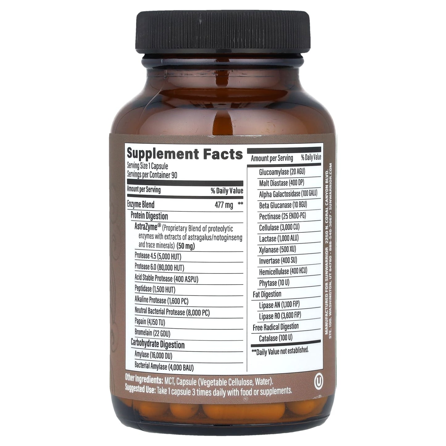 Sunwarrior, Digestive Enzymes, Enzorb , 90 Vegan Capsules - Image 2