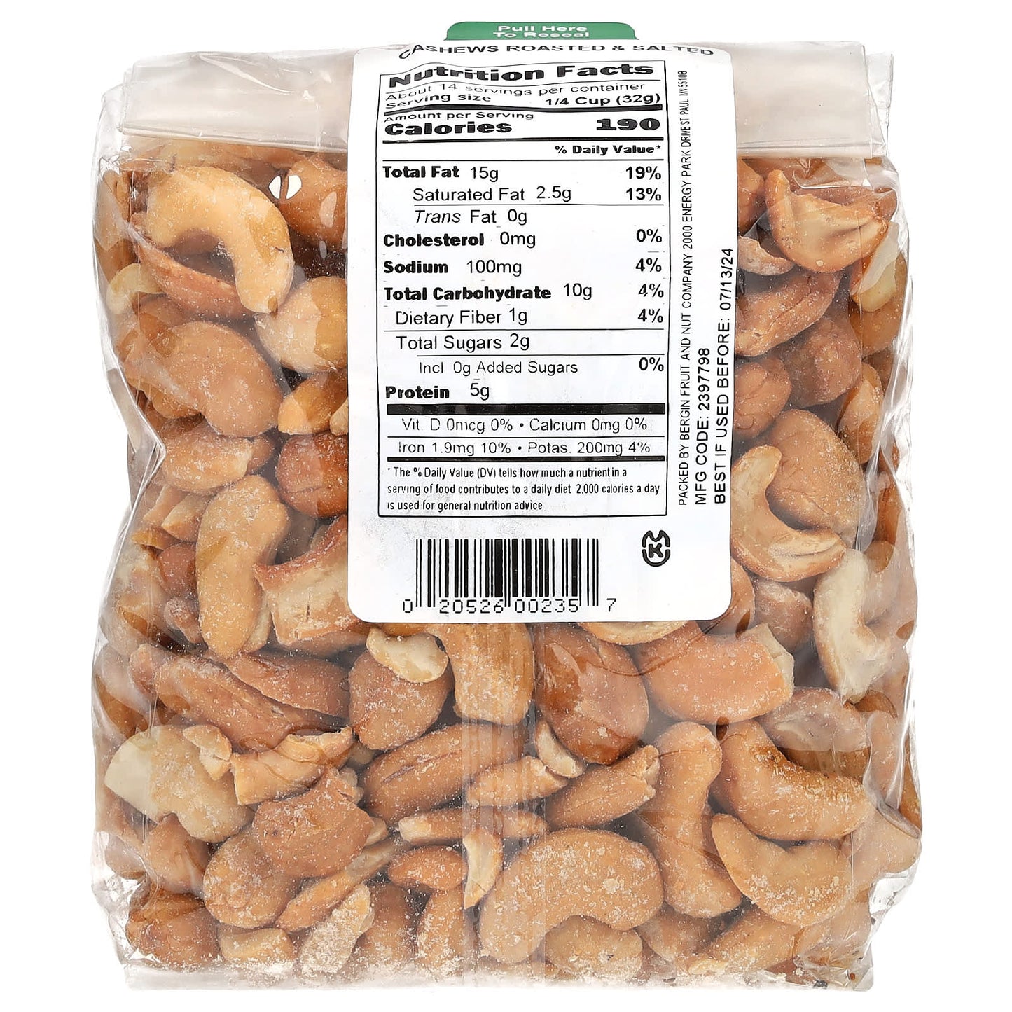 Bergin's Roasted & Salted Cashews, 16 oz - Crunchy Snack Delight - Image 2