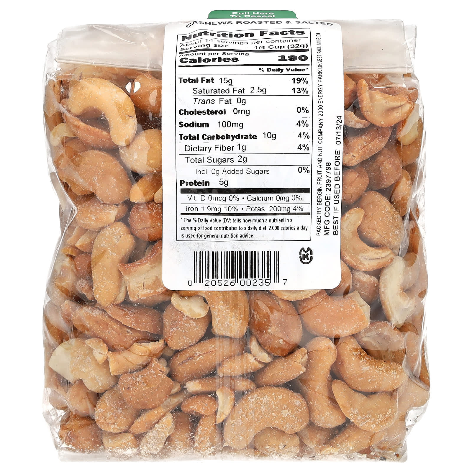Bergin's Roasted & Salted Cashews, 16 oz - Crunchy Snack Delight - Image 2