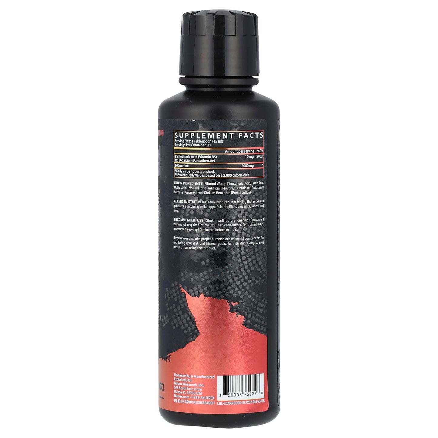 Nutrex Research, L-Carnitine 3000, Orange Mango, 15.72 fl oz (465 ml) - Image 2