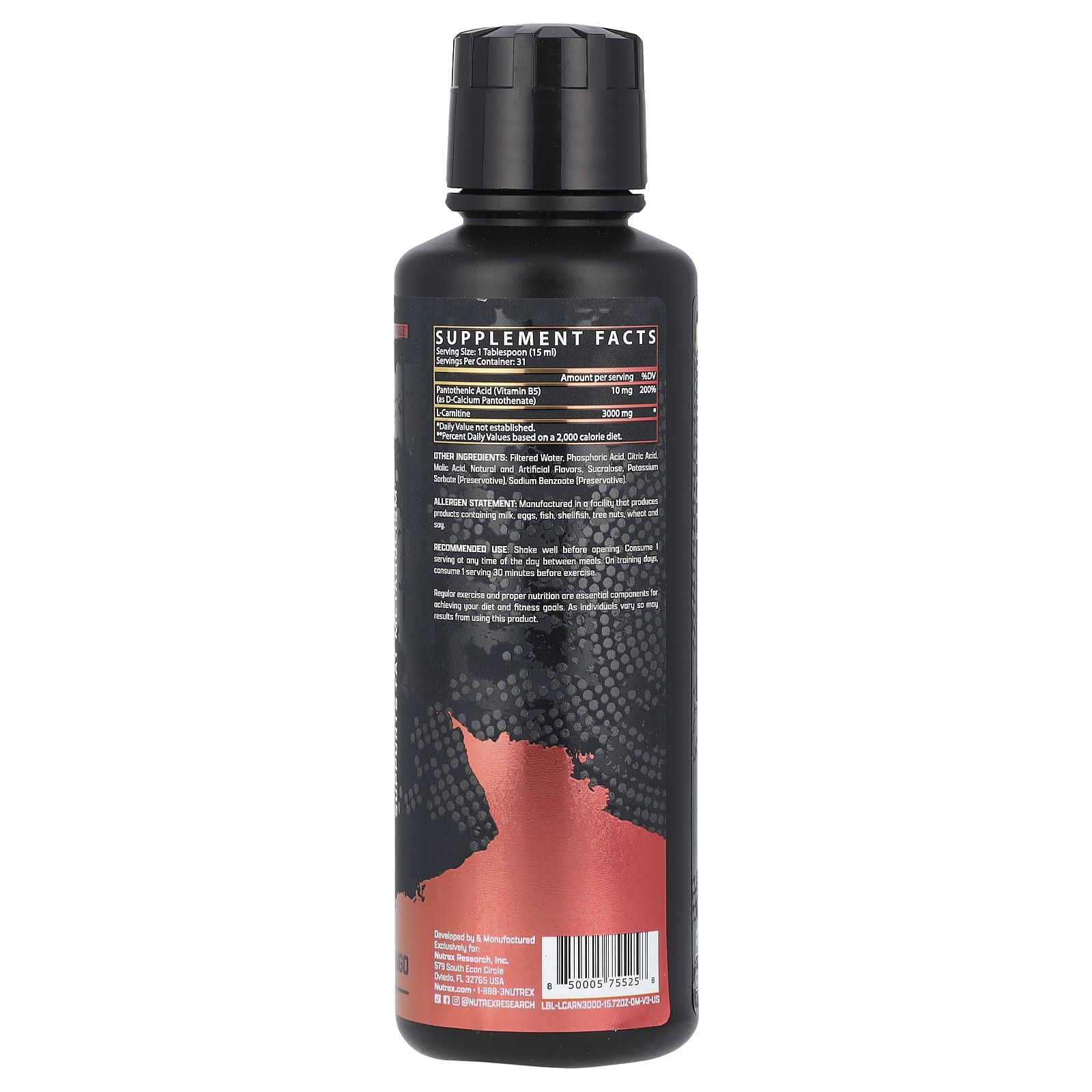 Nutrex Research, L-Carnitine 3000, Orange Mango, 15.72 fl oz (465 ml) - Image 2