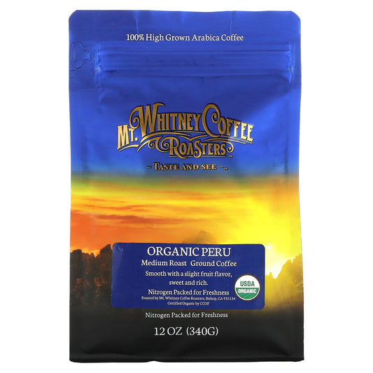 Mt. Whitney Coffee Roasters, Organic Peru, Ground Coffee, Medium Roast, 12 oz (340 g) - Image 1
