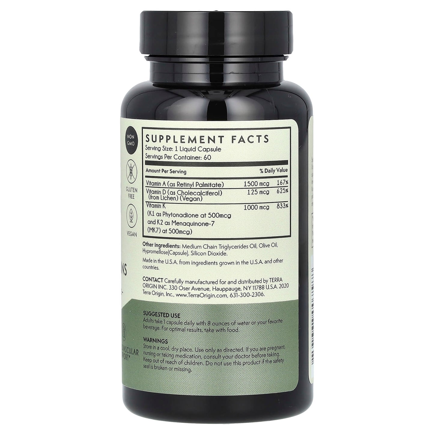 Terra Origin, A-D-K Essential Vitamins, 60 Liquid Capsules - Image 2