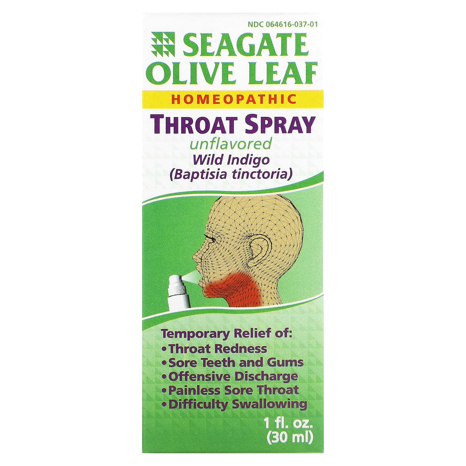Seagate, Olive Leaf Throat Spray, Unflavored, 1 fl oz (30 ml) - Image 1
