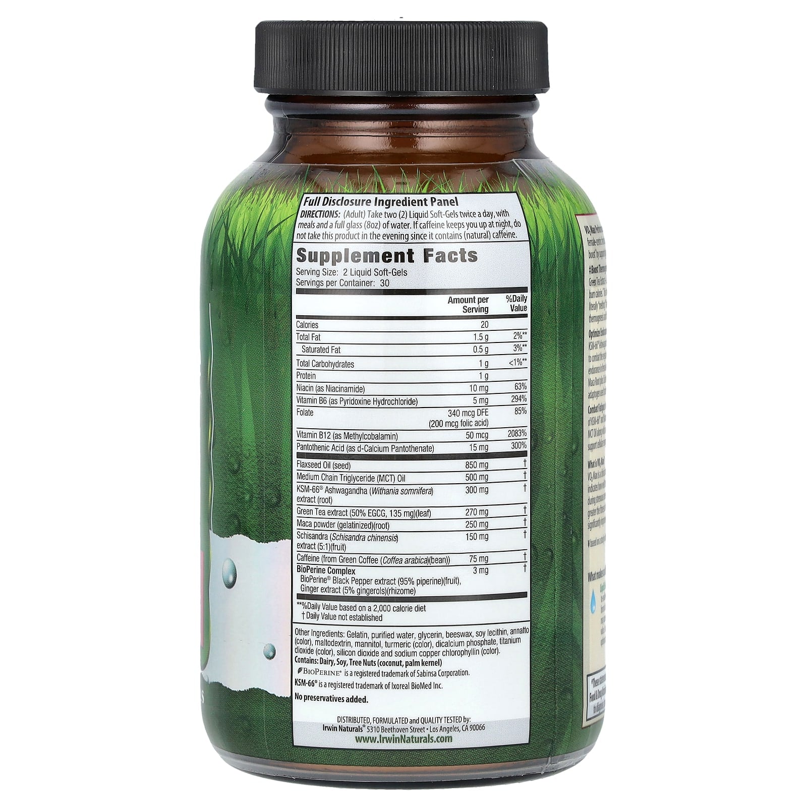 Irwin Naturals VO2 Max Performance Fat Burner for Women - 60 Liquid Soft-Gels - Image 2