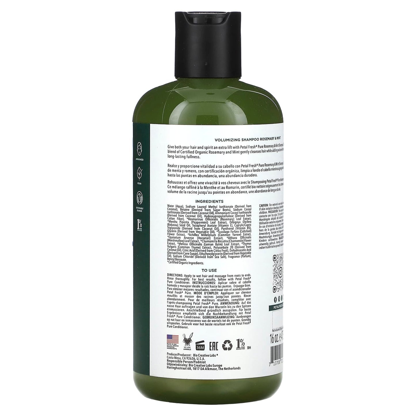 Petal Fresh, Volumizing Shampoo, Rosemary & Mint, 16 fl oz (475 ml) - Image 2