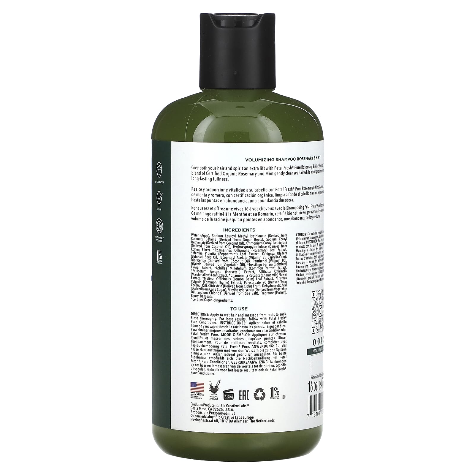 Petal Fresh, Volumizing Shampoo, Rosemary & Mint, 16 fl oz (475 ml) - Image 2