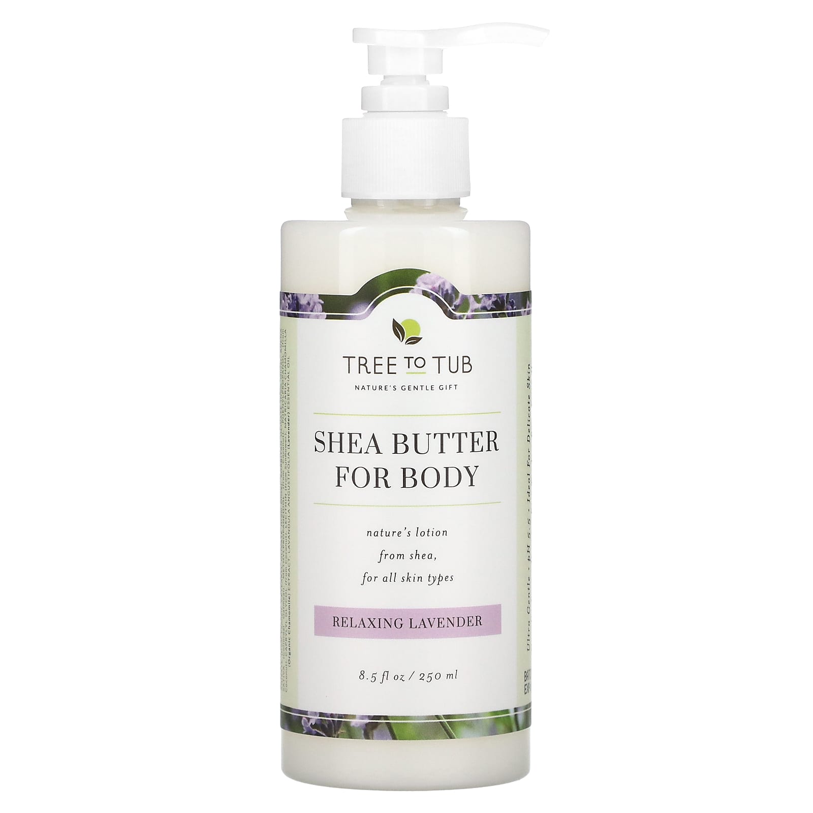 Tree To Tub, Shea Butter Moisturizing Body Lotion, Non-Greasy, Hydrating for Dry, Sensitive Skin, Lavender, 8.5 fl oz (250 ml) - Image 1