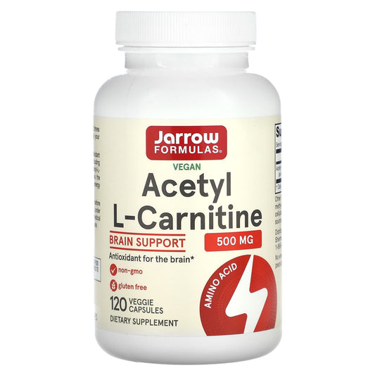 Vegan Acetyl L-Carnitine Brain Support by Jarrow Formulas 500mg 120 Capsules - Image 1