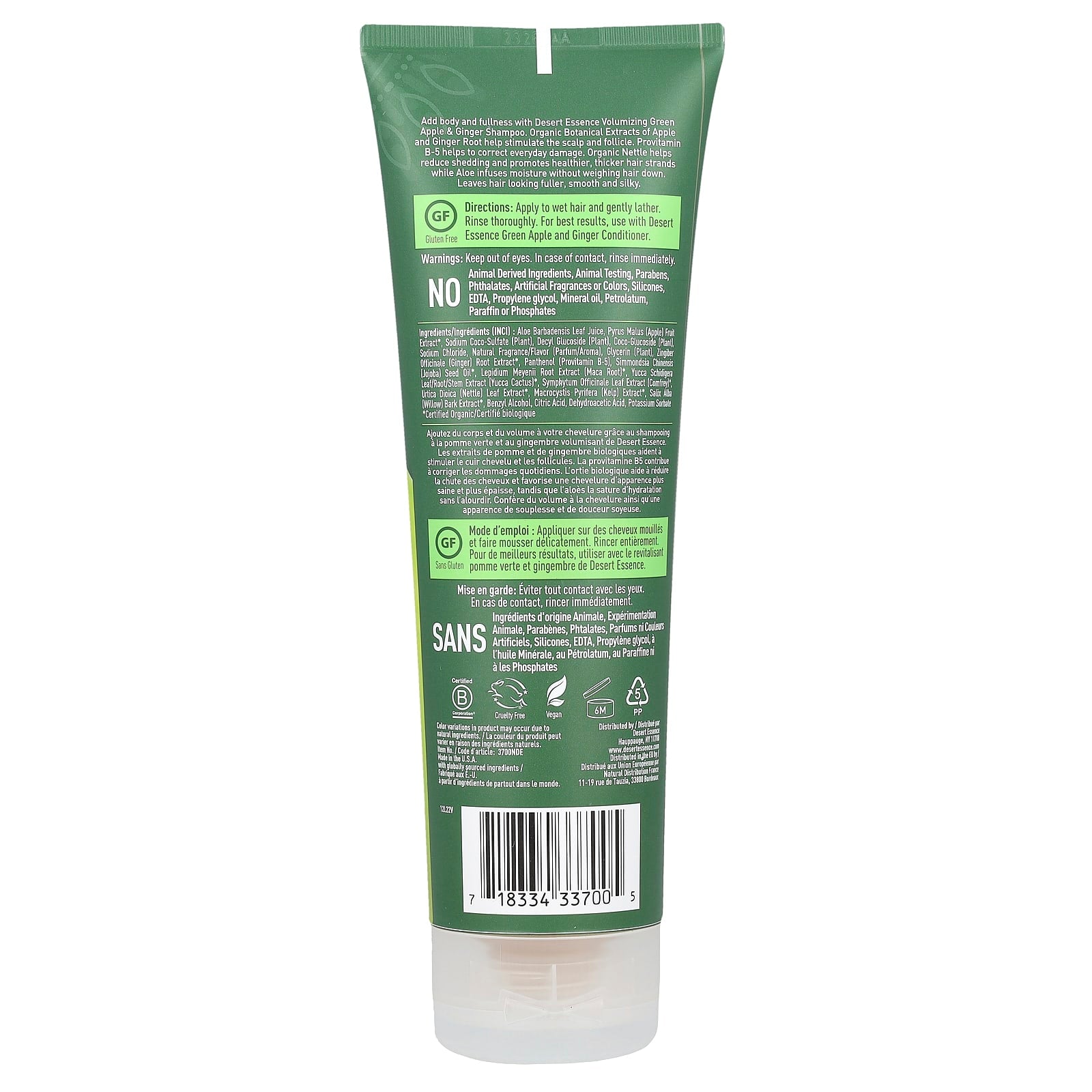 Desert Essence Volumizing Shampoo with Green Apple & Ginger, 8 fl oz - Image 2