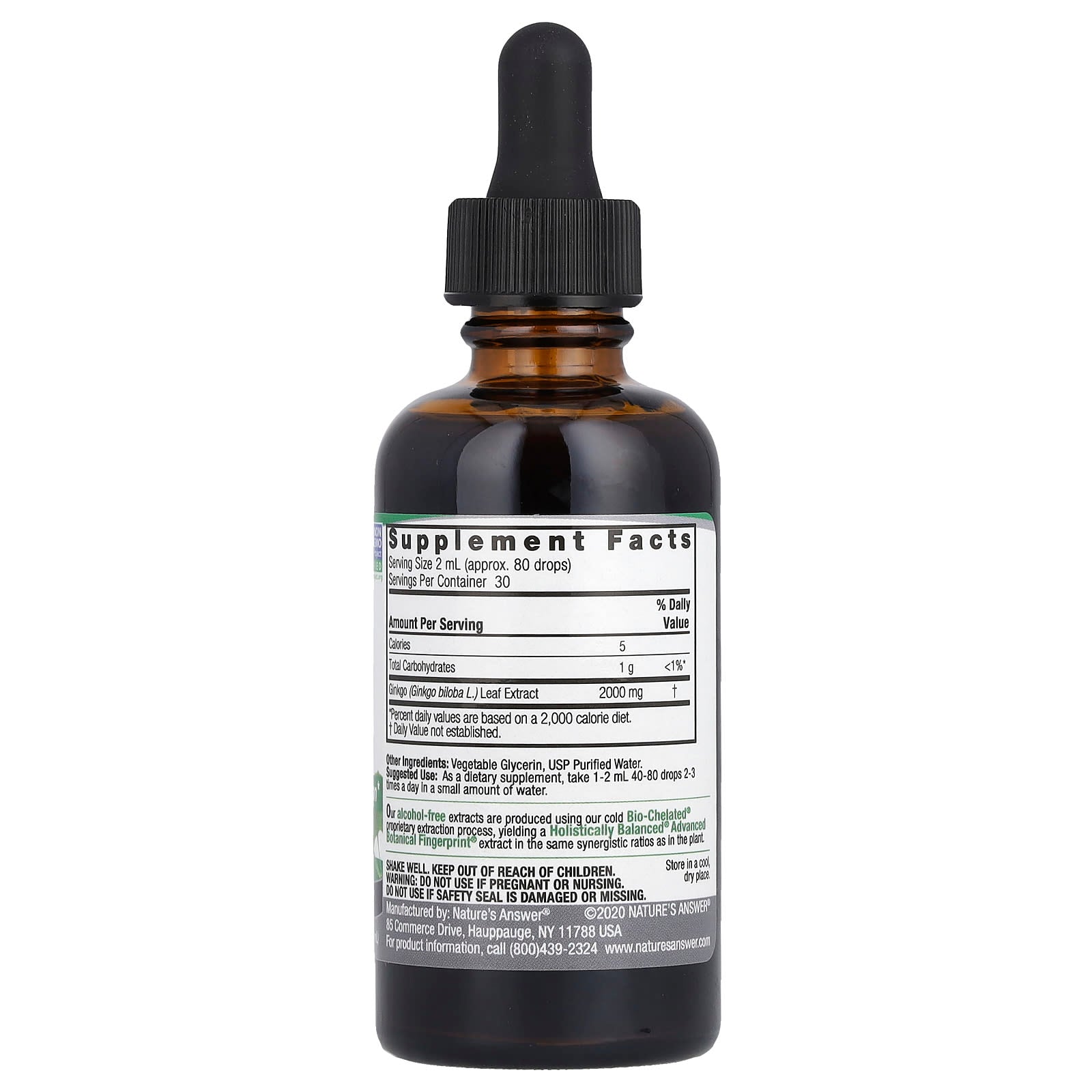 Nature's Answer, Ginkgo Leaf, Fluid Extract, Alcohol-Free, 2 fl oz (60 ml) - Image 2