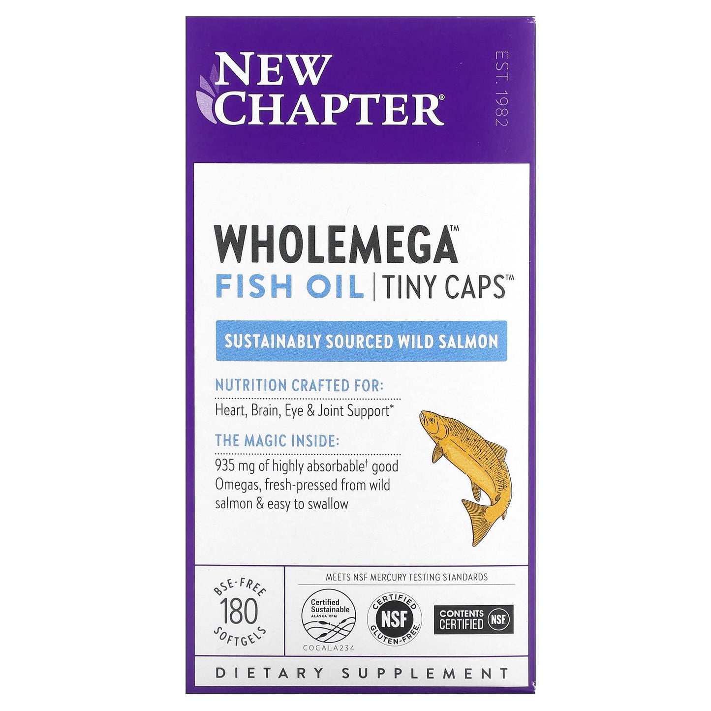 New Chapter, Wholemega Fish Oil, Tiny Caps , 180 Softgels - Image 1