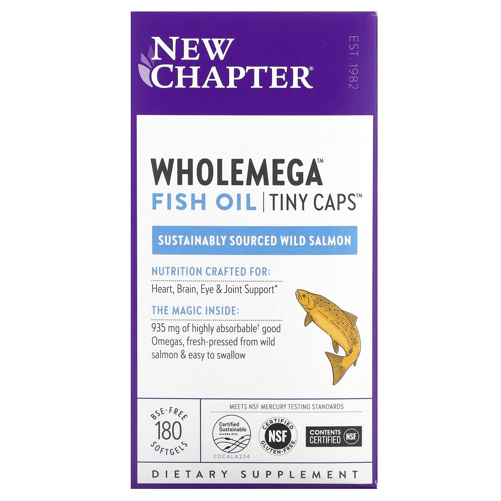 New Chapter, Wholemega Fish Oil, Tiny Caps , 180 Softgels - Image 1