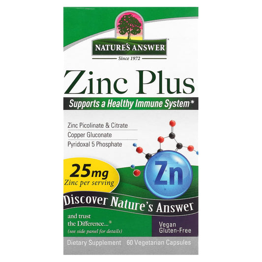 Nature's Answer, Zinc Plus, 25 mg, 60 Vegetarian Capsules - Image 1