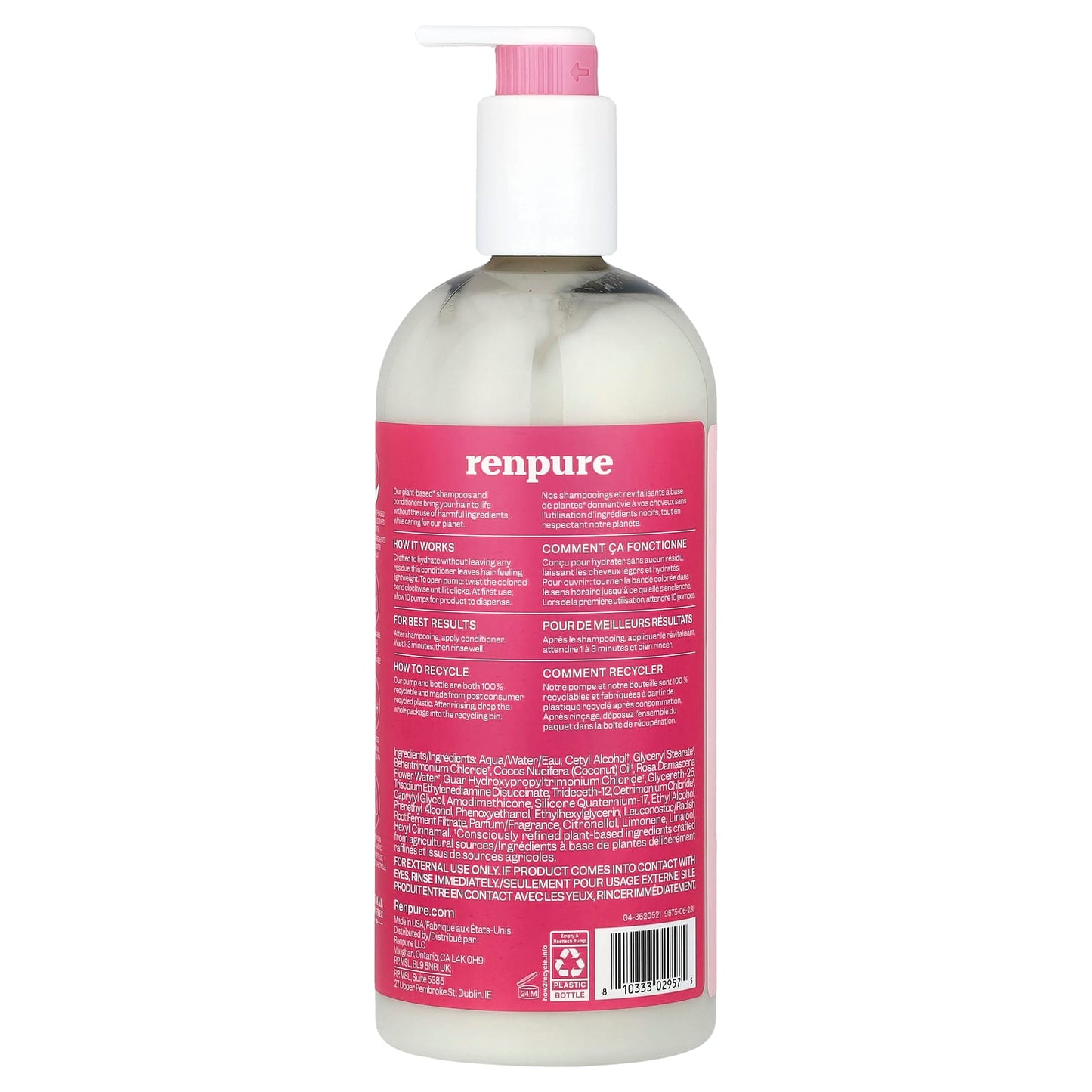 Renpure, Plant-Based Conditioner, Rose Water, 24 fl oz (710 ml) - Image 2