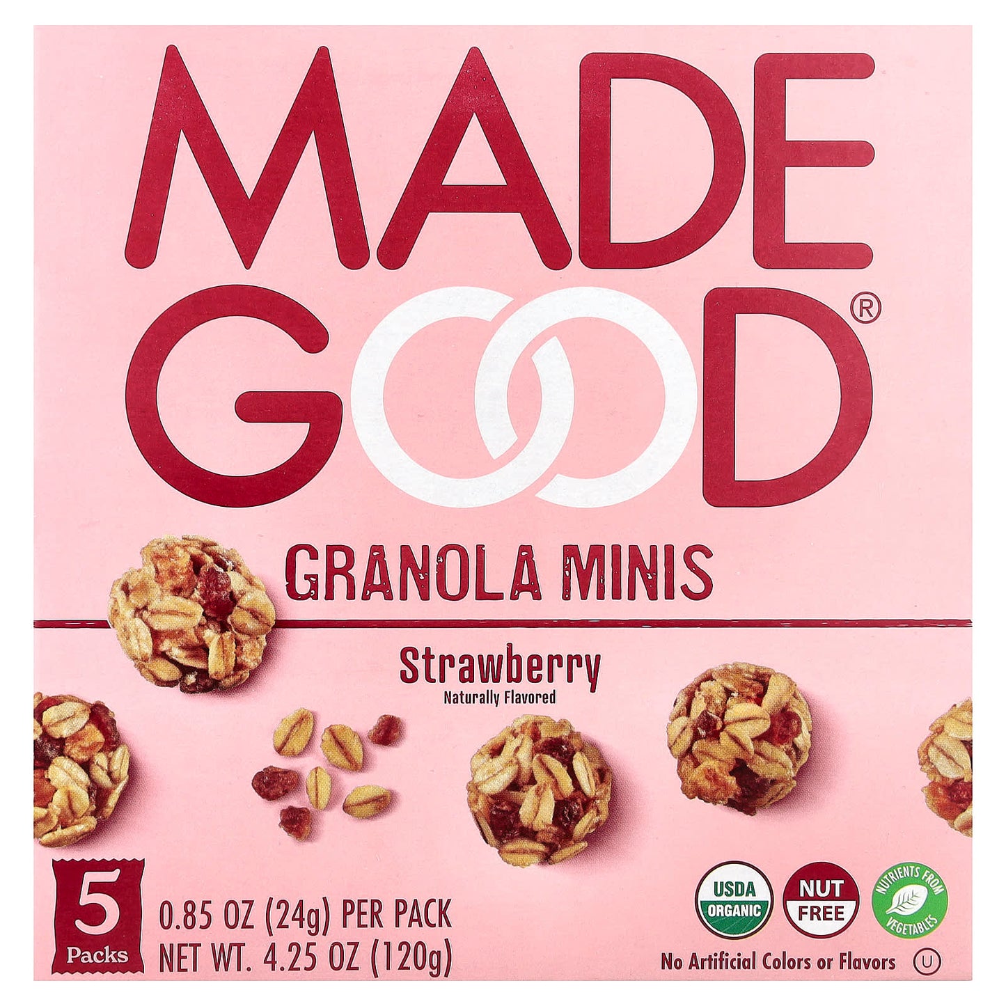 MadeGood, Granola Minis, Strawberry, 5 Packets, 0.85 oz (24 g) Each - Image 1