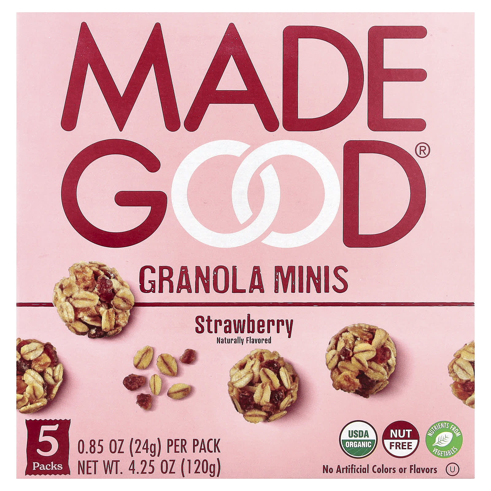 MadeGood, Granola Minis, Strawberry, 5 Packets, 0.85 oz (24 g) Each - Image 1