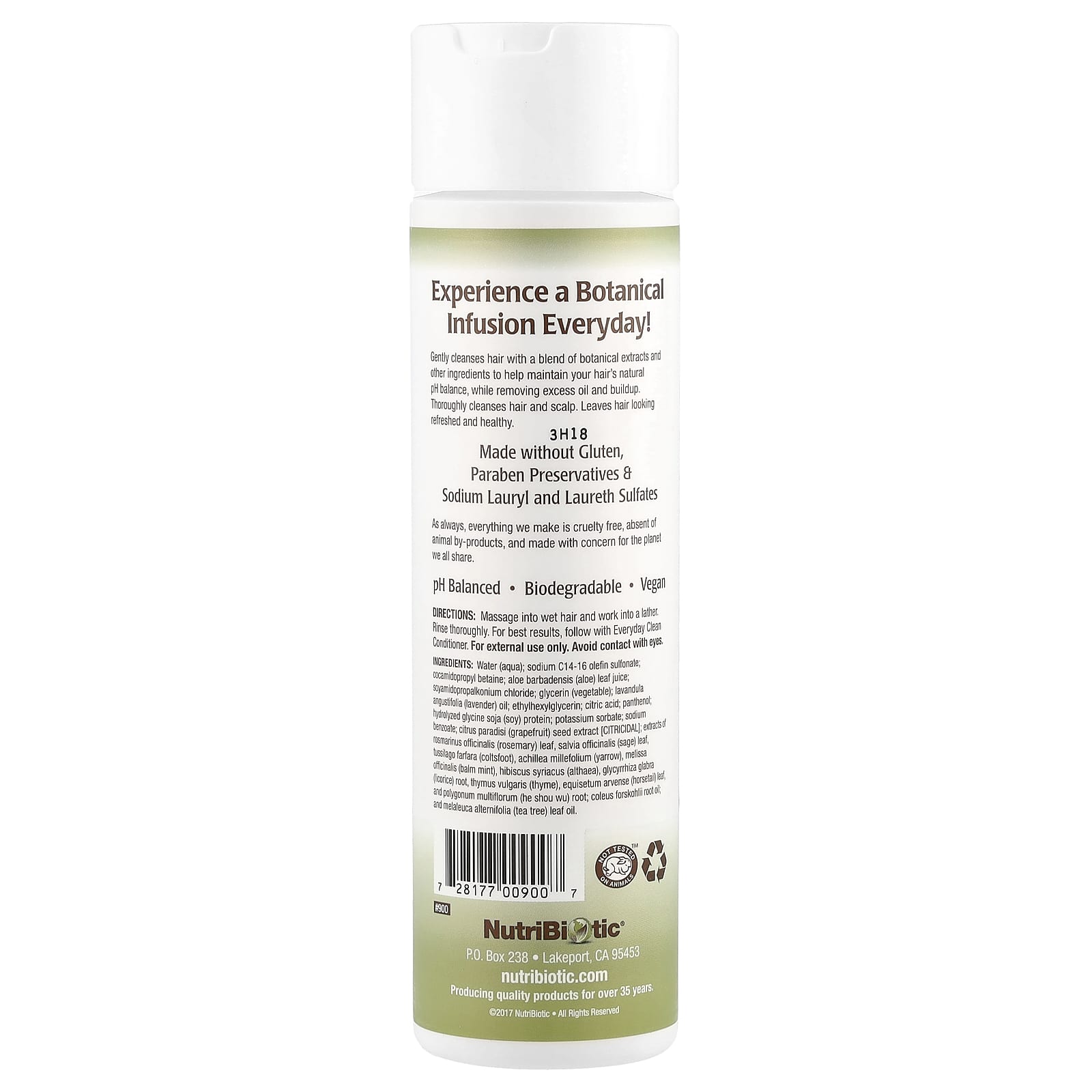 NutriBiotic, Everyday Clean Shampoo, Botanical Blend with Grapefruit Seed Extracts, 10 fl oz (296 ml) - Image 2