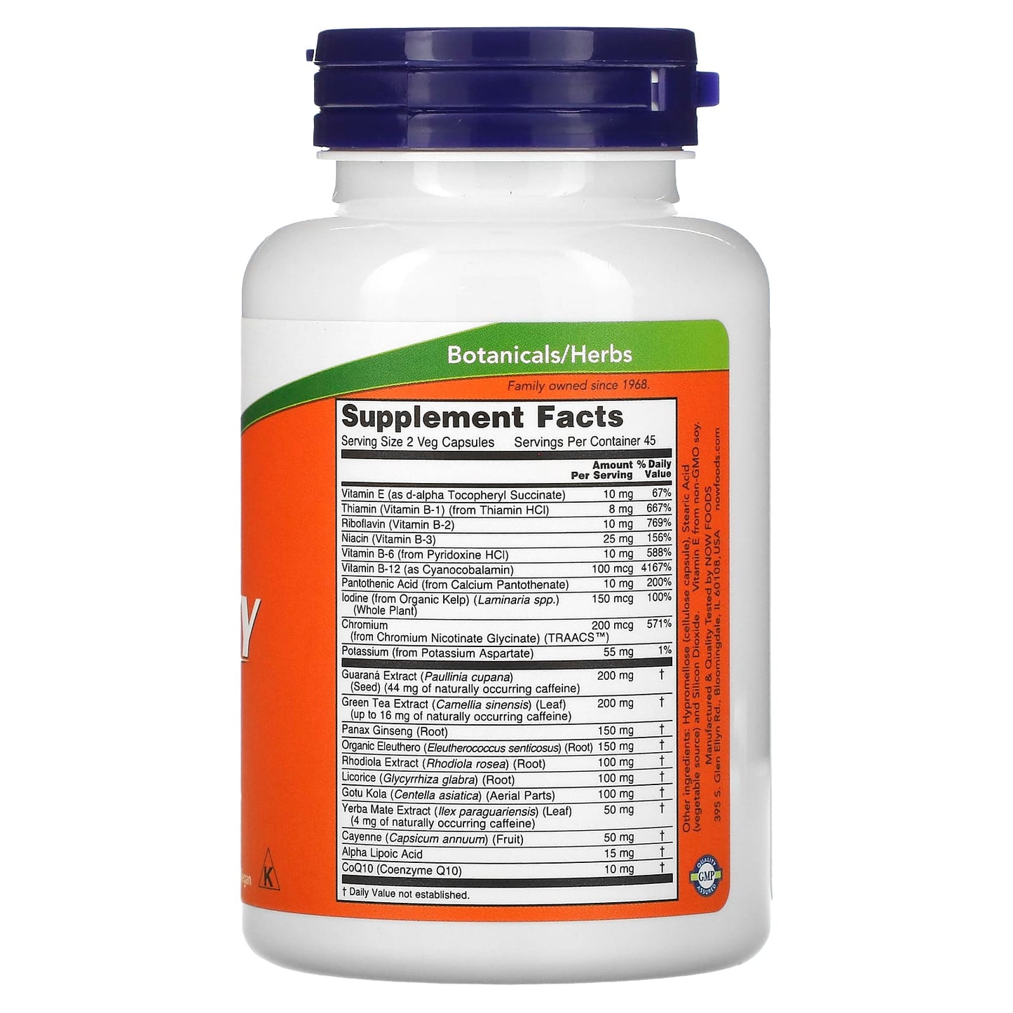 NOW Foods, Energy, 90 Veg Capsules - Image 2