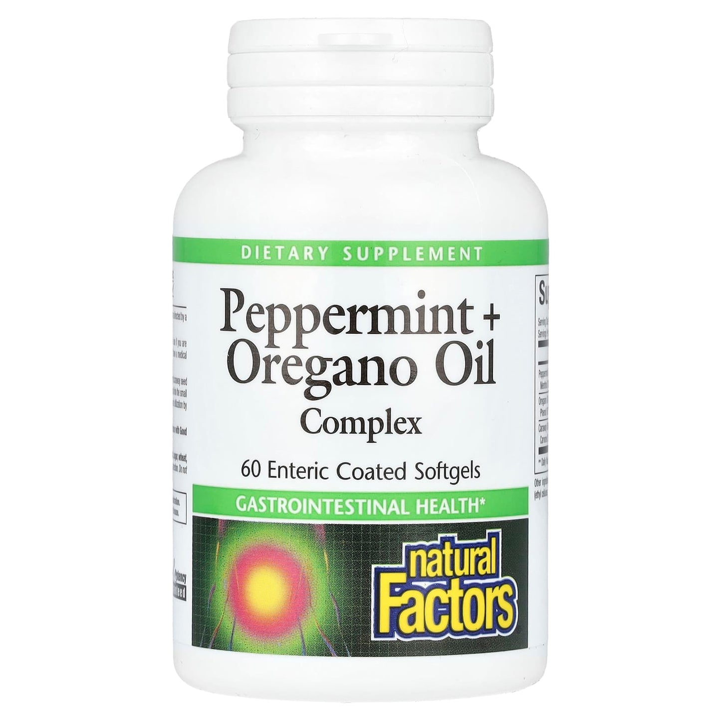 Natural Factors, Peppermint + Oregano Oil Complex, 60 Enteric Coated Softgels - Image 1