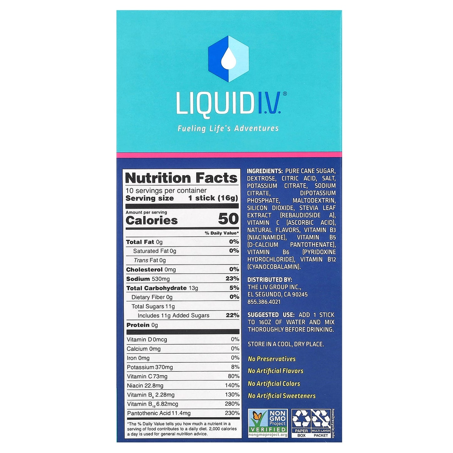 Liquid I.V., Hydration Multiplier, Electrolyte Drink Mix, Passion Fruit, 10 Stick Packs, 0.56 oz (16 g) Each - Image 2